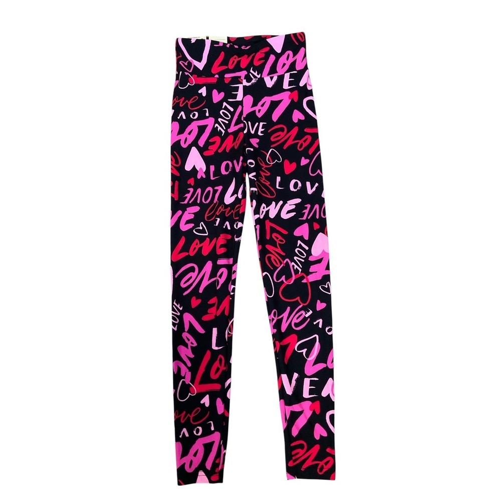 NWT No Boundaries NOBO Leggings LOVE Print Hearts High Rise XXS